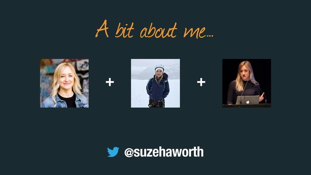 +
A bit about me…
+
@suzehaworth
