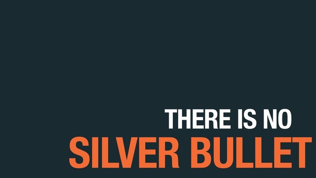 THERE IS NO
SILVER BULLET
