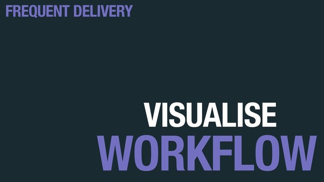 VISUALISE
WORKFLOW
FREQUENT DELIVERY
