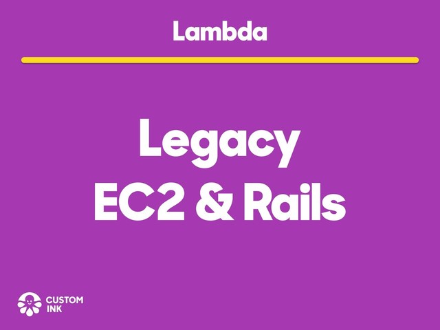 Lambda
Legacy
EC2 & Rails
