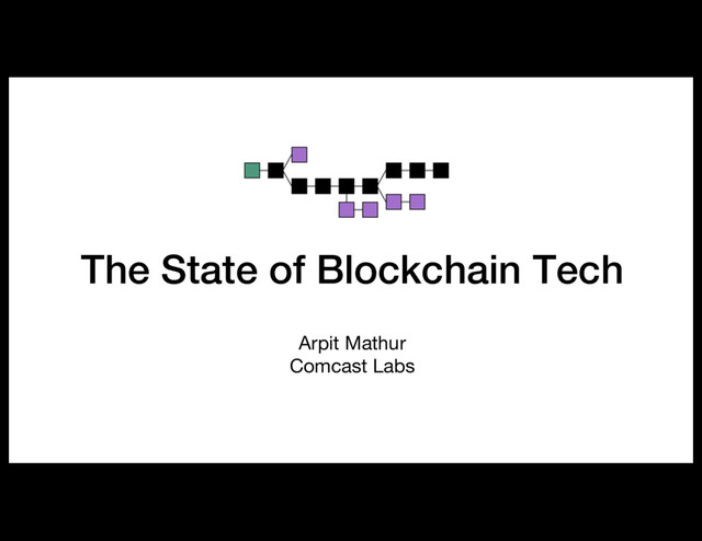 The State of Blockchain Tech
Arpit Mathur
Comcast Labs
