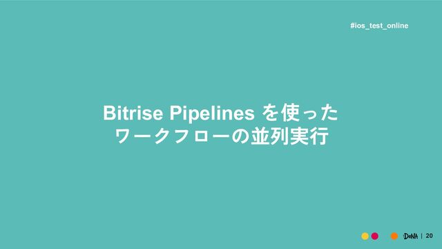 20
Bitrise Pipelines を使った
ワークフローの並列実行
#ios_test_online
