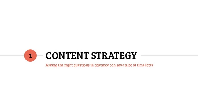 CONTENT STRATEGY
Asking the right questions in advance can save a lot of time later
1
