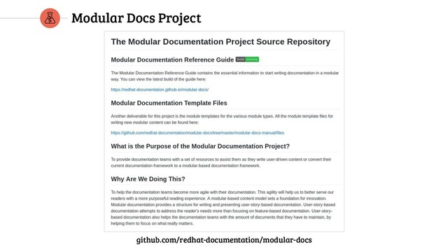 Modular Docs Project
github.com/redhat-documentation/modular-docs
