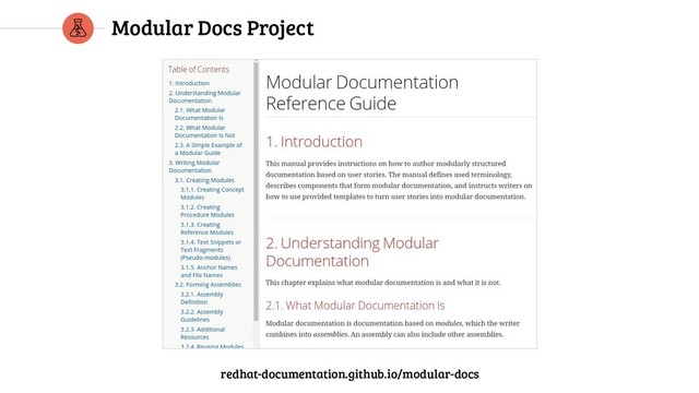 Modular Docs Project
redhat-documentation.github.io/modular-docs

