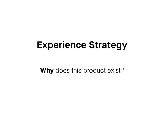 Experience Strategy
Why does this product exist?
