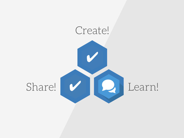 Share!
Create!
Learn!
✔
✔

