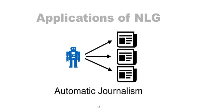 Applications of NLG
12
Automatic Journalism
