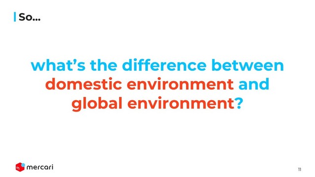11
So...
what’s the difference between
domestic environment and
global environment?
