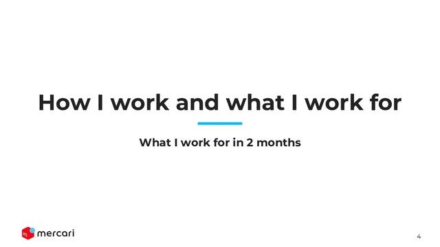 4
How I work and what I work for
What I work for in 2 months
