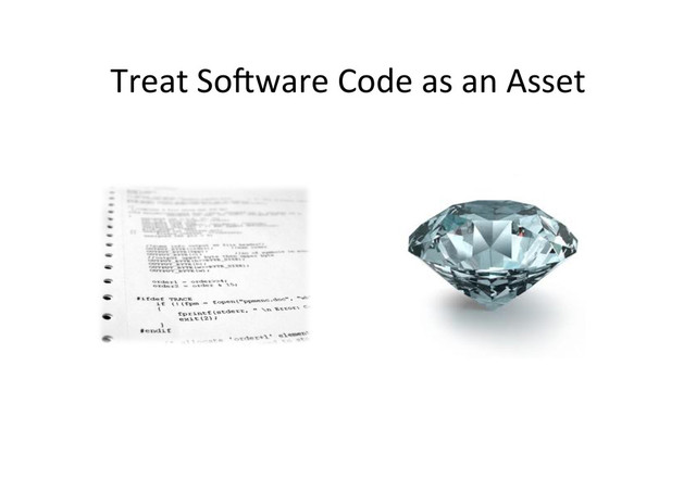 Treat	  So.ware	  Code	  as	  an	  Asset	  
