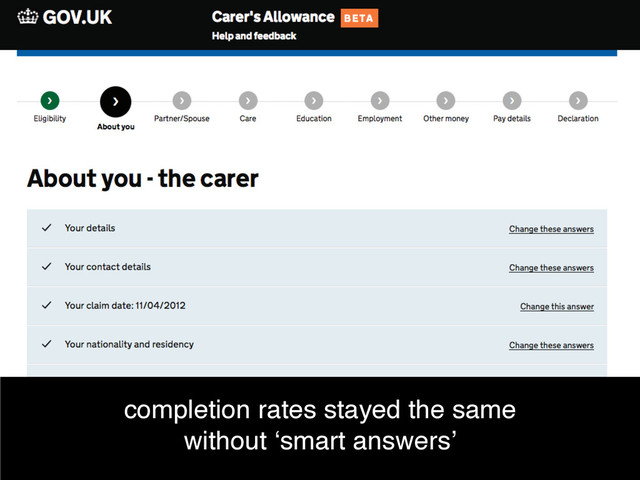 NUX3: doing less
@benholliday
completion rates stayed the same
without ‘smart answers’
