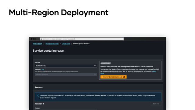 console.aws.amazon.com/support
Multi-Region Deployment
