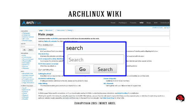 EuroPython 2015 | MIKEY ARIEL
archlinux wiki

