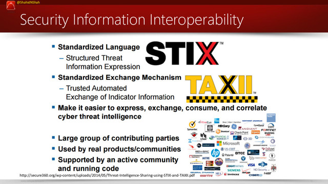 www.netspective.com 51
@ShahidNShah
Security Information Interoperability
http://secure360.org/wp-content/uploads/2014/05/Threat-Intelligence-Sharing-using-STIX-and-TAXII.pdf
