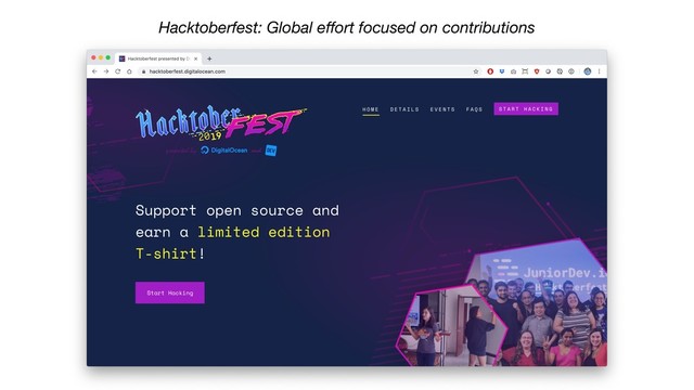 Hacktoberfest: Global eﬀort focused on contributions
