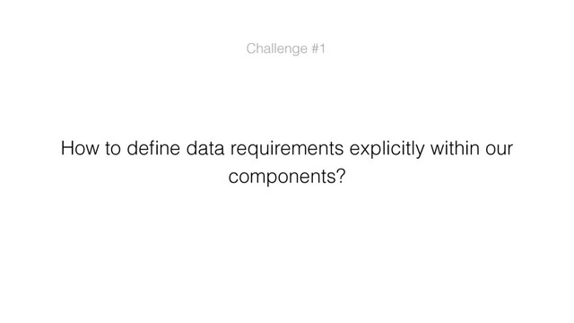 Challenge #1
How to deﬁne data requirements explicitly within our
components?

