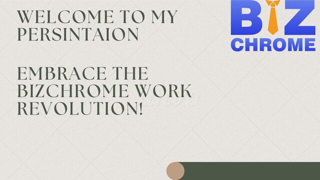 EMBRACE THE
BIZCHROME WORK
REVOLUTION!
WELCOME TO MY
PERSINTAION
