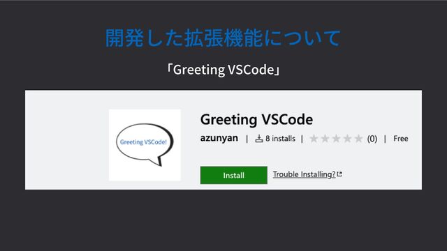 開発した拡張機能について
「Greeting VSCode」
