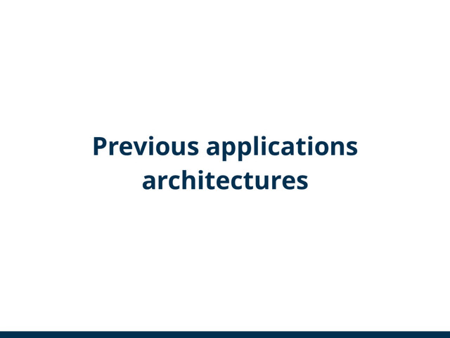 Previous applications
architectures
