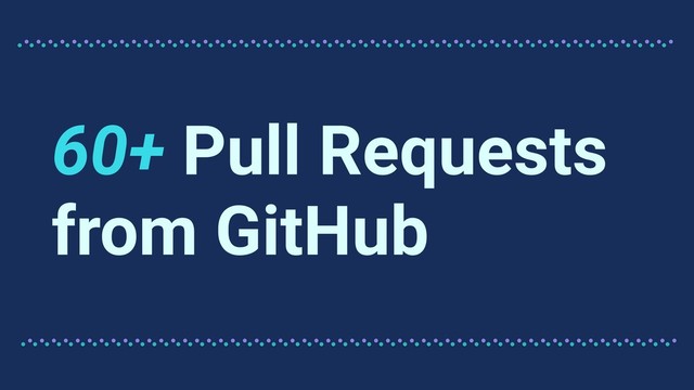 60+ Pull Requests
from GitHub

