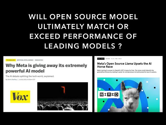 WILL OPEN SOURCE MODEL
ULTIMATELY MATCH OR
EXCEED PERFORMANCE OF
LEADING MODELS ?
