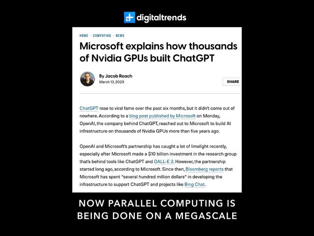 NOW PARALLEL COMPUTING IS
BEING DONE ON A MEGASCALE
