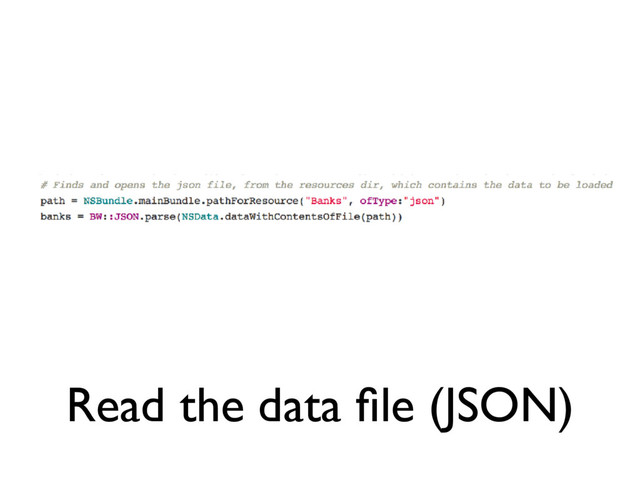 Read the data ﬁle (JSON)
