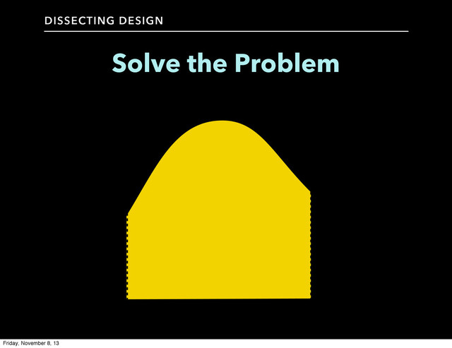 Solve the Problem
DISSECTING DESIGN
Friday, November 8, 13
