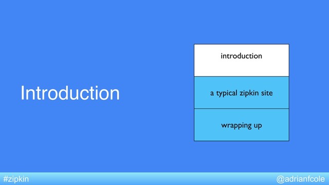 Introduction
introduction
a typical zipkin site
wrapping up
@adrianfcole
#zipkin
