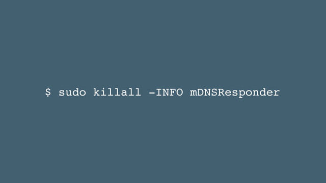 $ sudo killall -INFO mDNSResponder
