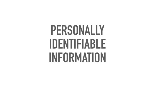 PERSONALLY
IDENTIFIABLE
INFORMATION
