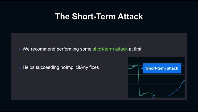 The Short-Term Attack
› Helps succeeding noImplicitAny fixes
› We recommend performing some short-term attack at first

