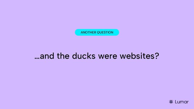 ANOTHER QUESTION
…and the ducks were websites?

