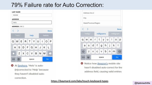 @OptimiseOrDie
79% Failure rate for Auto Correction:
