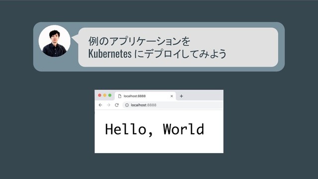 例のアプリケーションを
Kubernetes にデプロイしてみよう

