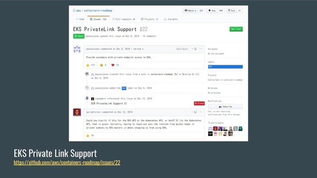 EKS Private Link Support
https://github.com/aws/containers-roadmap/issues/22
