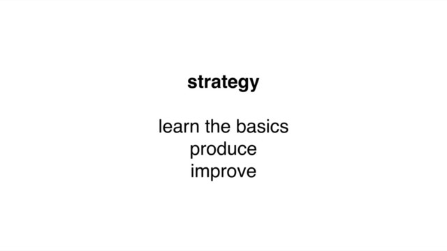 strategy
learn the basics
produce
improve
