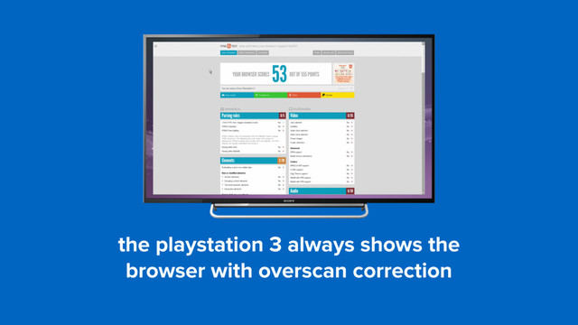the playstation 3 always shows the  
browser with overscan correction
