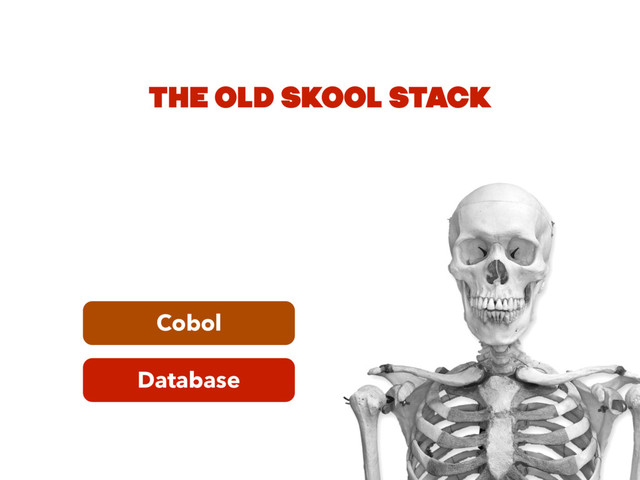 Database
Cobol
THE OLD SKOOL STACK
