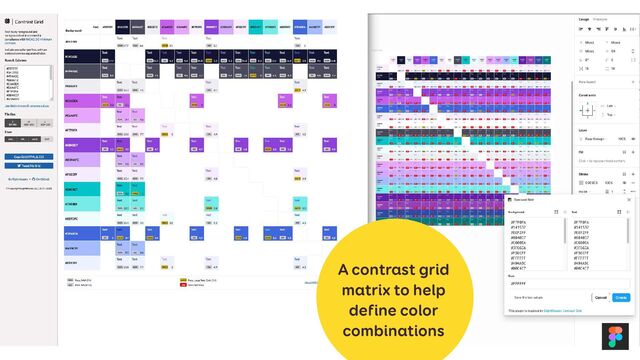 A contrast grid
matrix to help
define color
combinations
