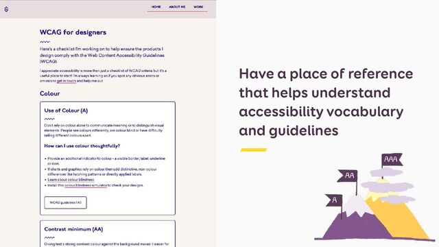 Have a place of reference
that helps understand
accessibility vocabulary
and guidelines
