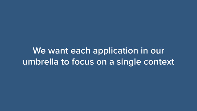 We want each application in our
umbrella to focus on a single context
