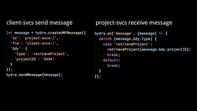 client-svcs send message project-svcs receive message

