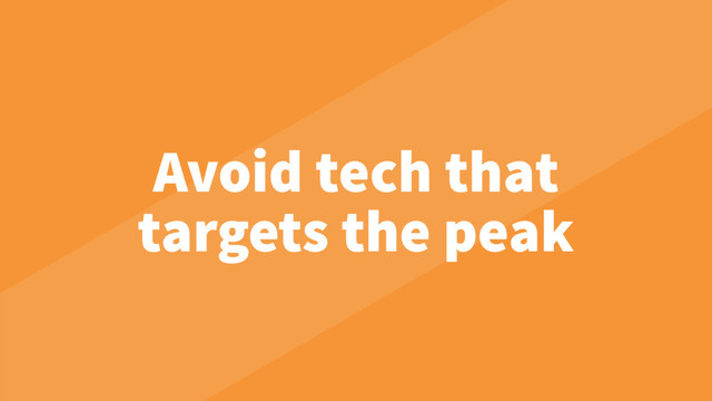 Avoid tech that
targets the peak
