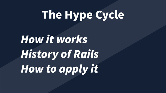 How it works
History of Rails
How to apply it
The Hype Cycle
