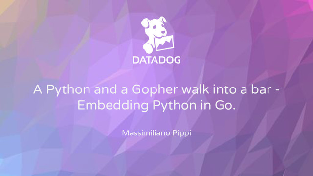 A Python and a Gopher walk into a bar -
Embedding Python in Go.
Massimiliano Pippi
