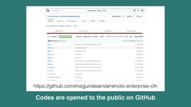 Codes are opened to the public on GitHub
https://github.com/megumiteam/amimoto-enterprise-cfn
