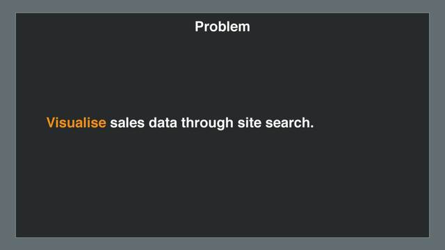 Problem
Visualise sales data through site search.
