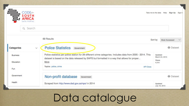 Data catalogue
